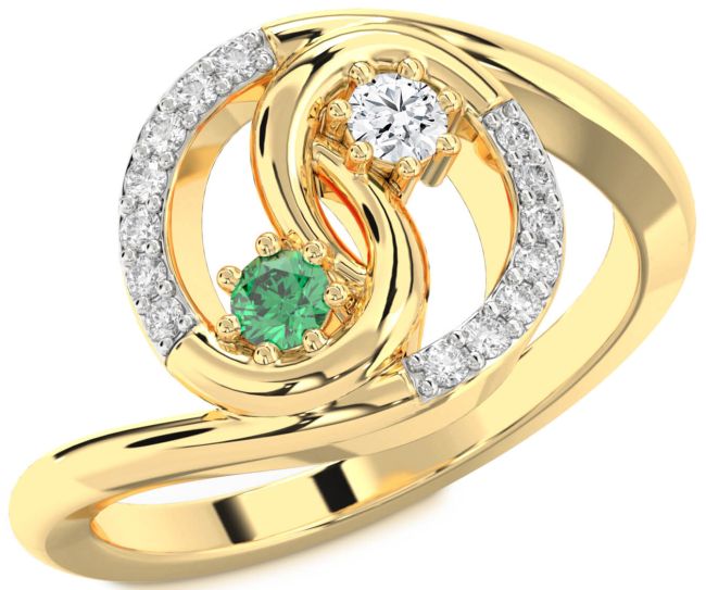 Diamond Gold Round Two Stone Promise Ring