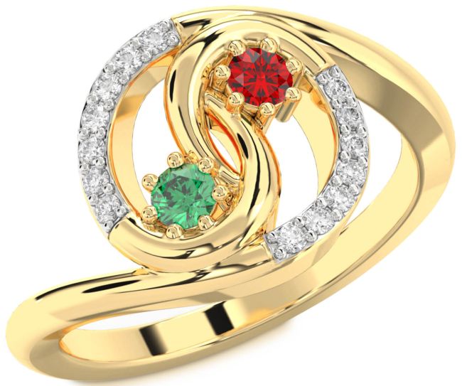 Diamond Gold Round Two Stone Promise Ring