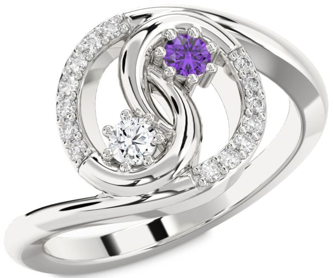 Diamond Silver Round Two Stone Promise Ring
