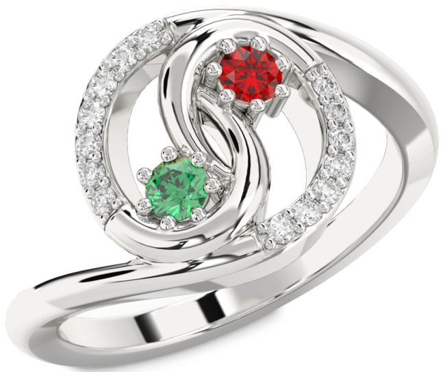 Diamond Silver Round Two Stone Promise Ring