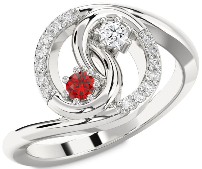 Diamond Silver Round Two Stone Promise Ring