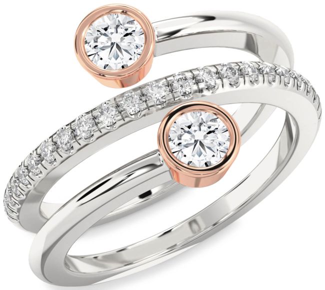 Diamond White Rose Gold Round Two Stone Ring