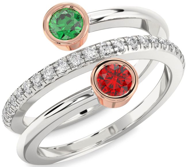 Diamond Platinum & Rose Gold Round Two Stone Promise Ring