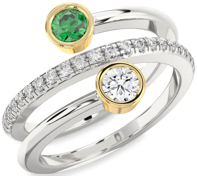 Diamond Gold Silver Round Two Stone Promise Ring