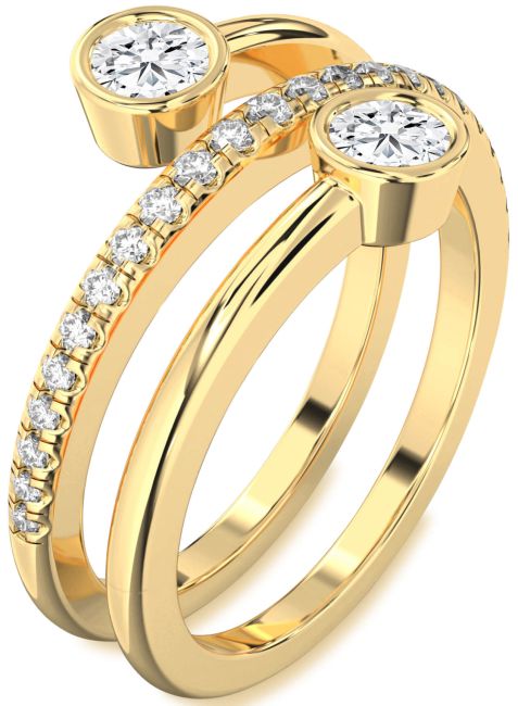 Lab Diamond Gold Round Two Stone Ring