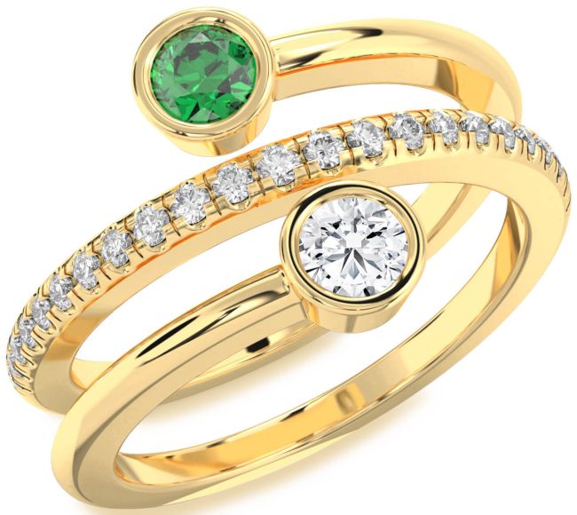 Diamond Gold Silver Round Two Stone Promise Ring
