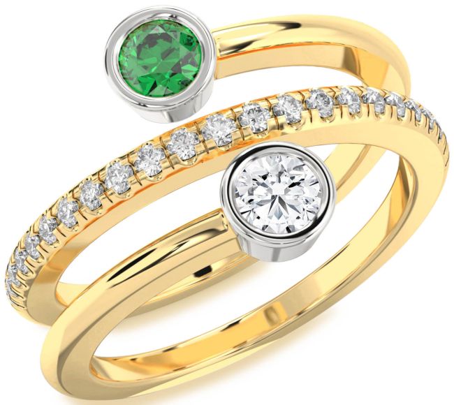 Diamond Gold Silver Round Two Stone Promise Ring