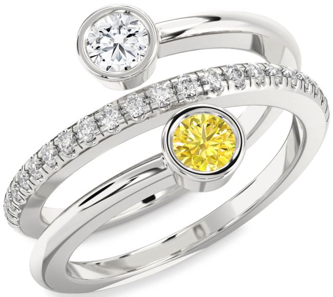 Diamond Silver Round Two Stone Promise Ring
