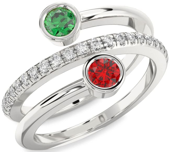 Diamond Silver Round Two Stone Promise Ring