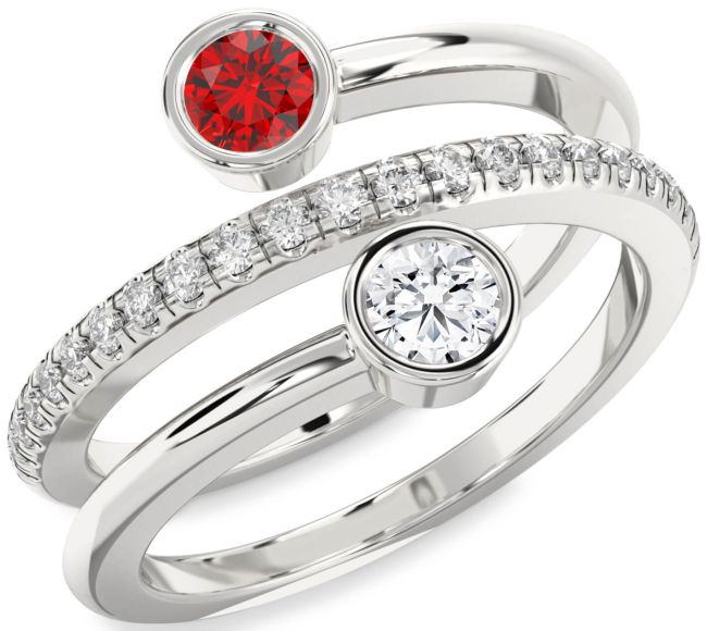 Diamond Silver Round Two Stone Promise Ring