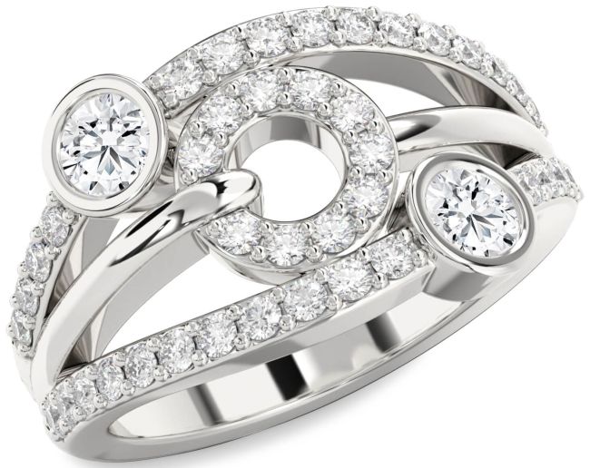 Diamond Silver Evil Eye Round Two Stone Ring