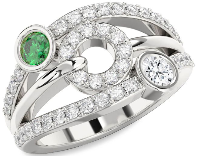 Diamond Platinum Evil Eye Round Two Stone Promise Ring