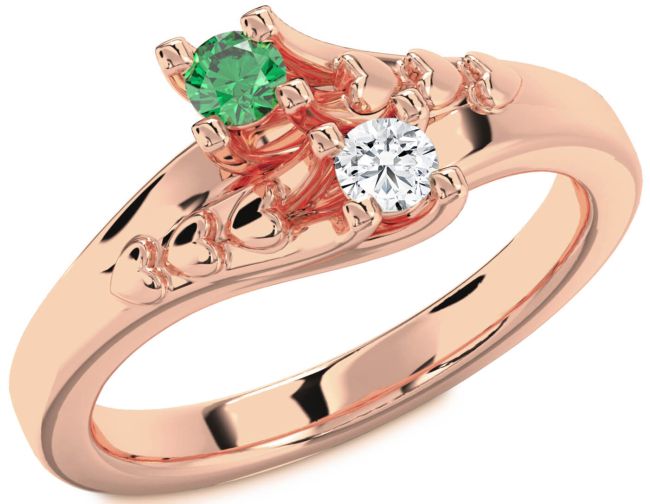 Rose Gold Heart Two Stone Promise Ring
