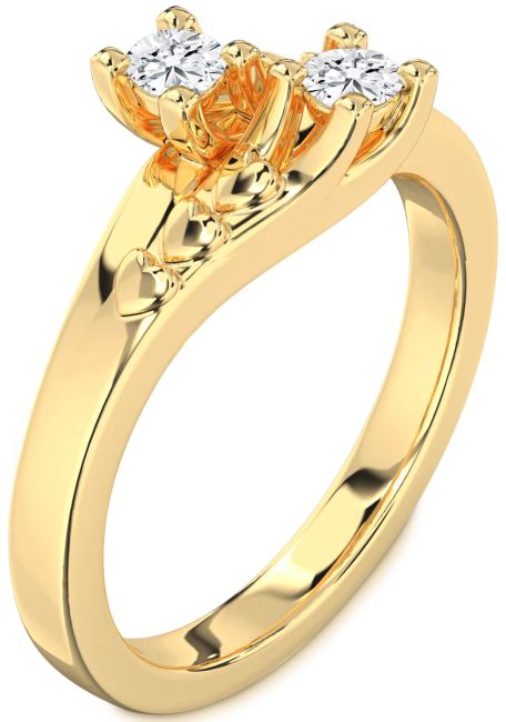 Lab Diamond Gold Heart Two Stone Ring