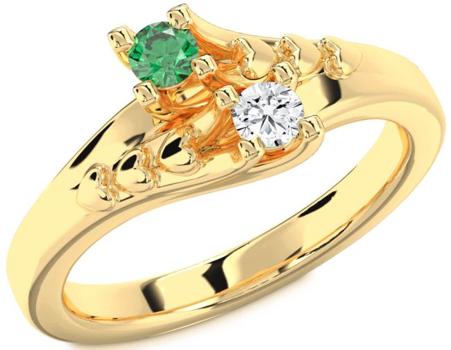 Gold Heart Two Stone Promise Ring