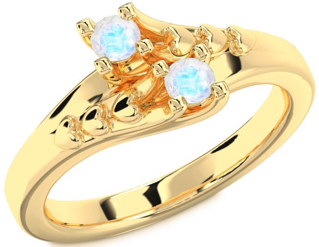 Moonstone Gold Heart Two Stone Ring