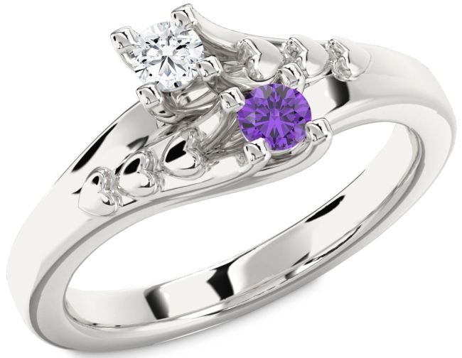 Silver Heart Two Stone Promise Ring