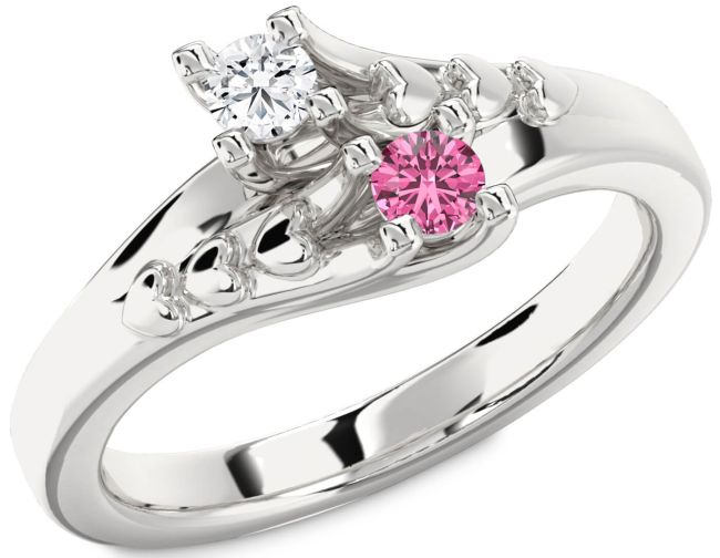 Silver Heart Two Stone Promise Ring