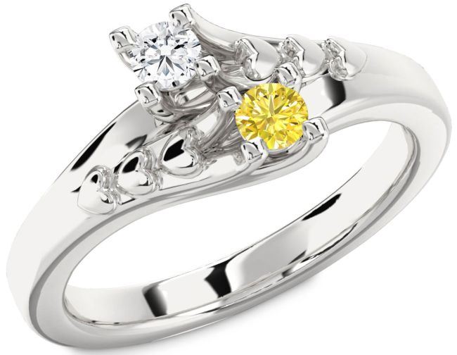 Silver Heart Two Stone Promise Ring