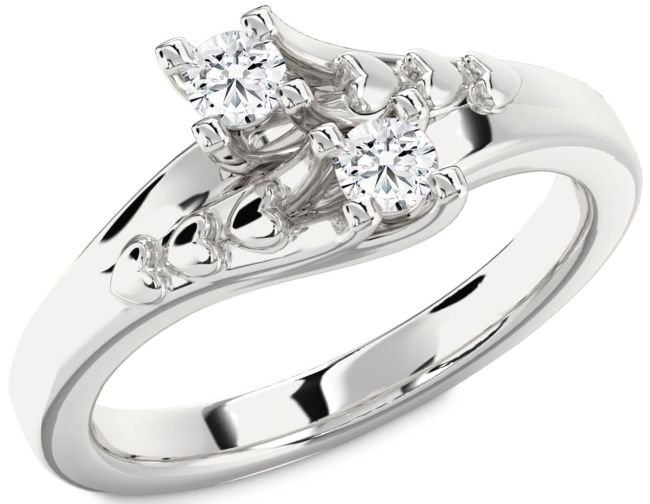 Diamond Platinum Heart Two Stone Ring