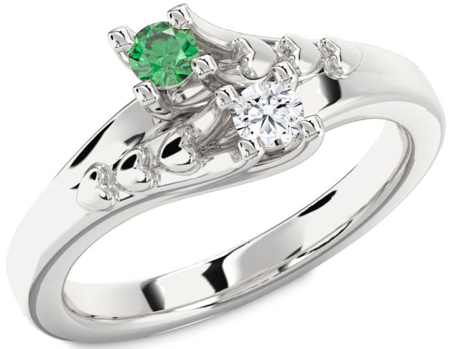 Silver Heart Two Stone Promise Ring