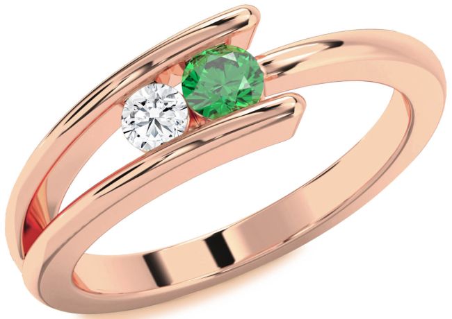Rose Gold Round Two Stone Promise Ring