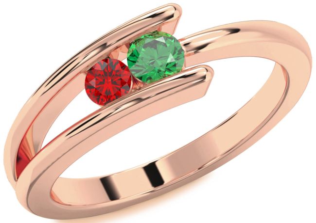 Rose Gold Round Two Stone Promise Ring