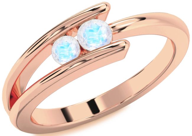 Moonstone Rose Gold Round Two Stone Ring