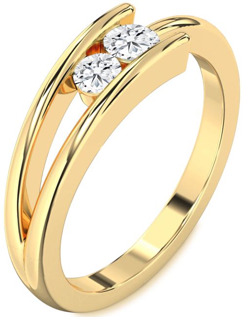 Lab Diamond Gold Round Two Stone Ring