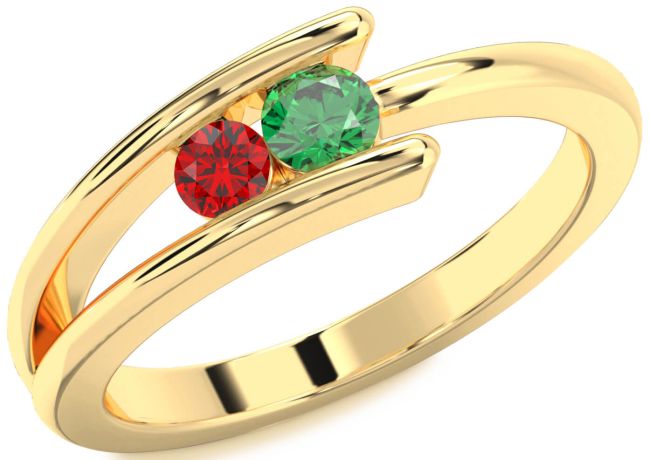 Gold Silver Round Two Stone Promise Ring