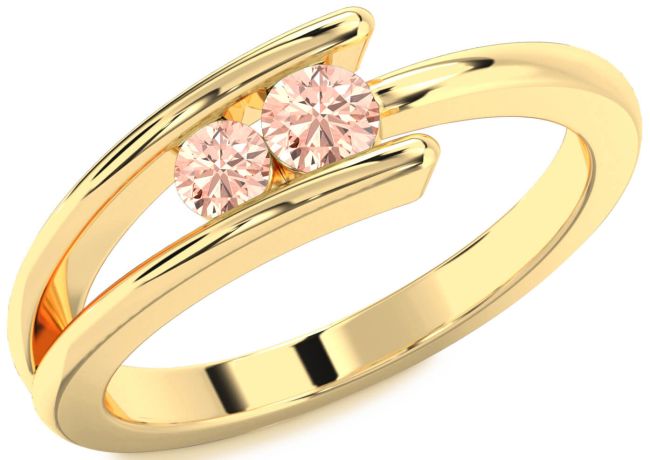 Morganite Gold Round Two Stone Ring