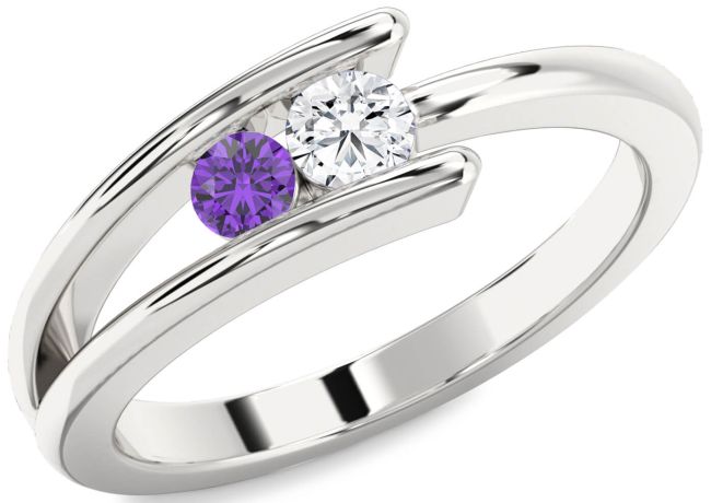 Silver Round Two Stone Promise Ring