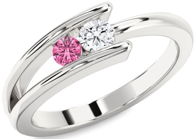 White Gold Round Two Stone Promise Ring
