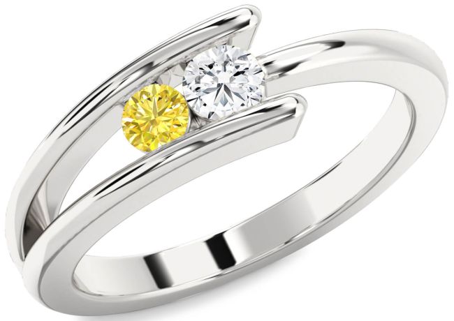 Silver Round Two Stone Promise Ring