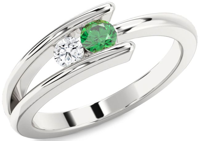 Silver Round Two Stone Promise Ring