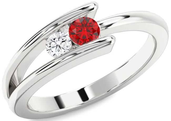 Silver Round Two Stone Promise Ring