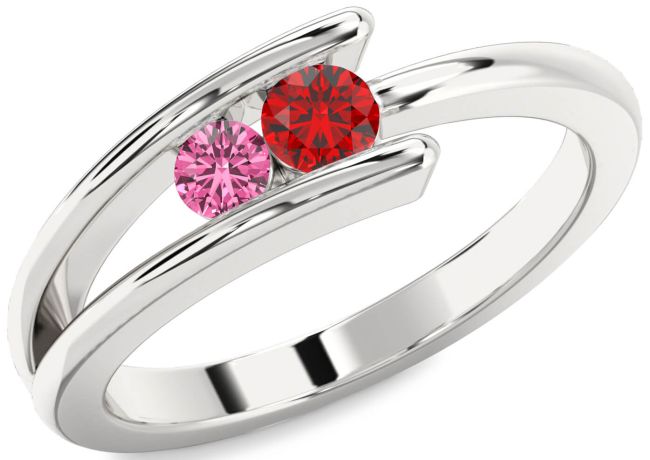 Silver Round Two Stone Promise Ring
