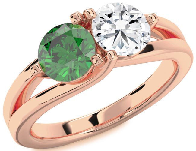 Rose Gold Round Two Stone Promise Ring