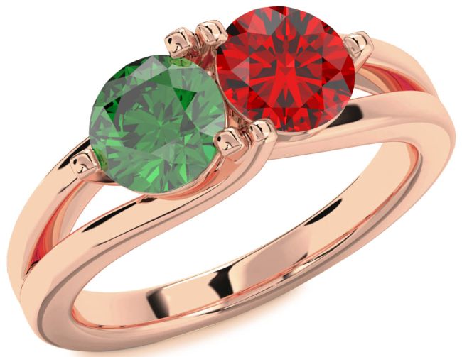 Rose Gold Round Two Stone Promise Ring