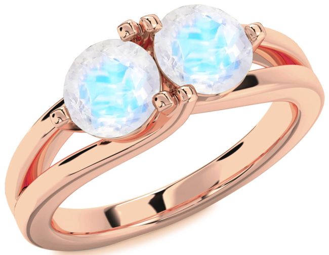 Moonstone Rose Gold Round Two Stone Ring