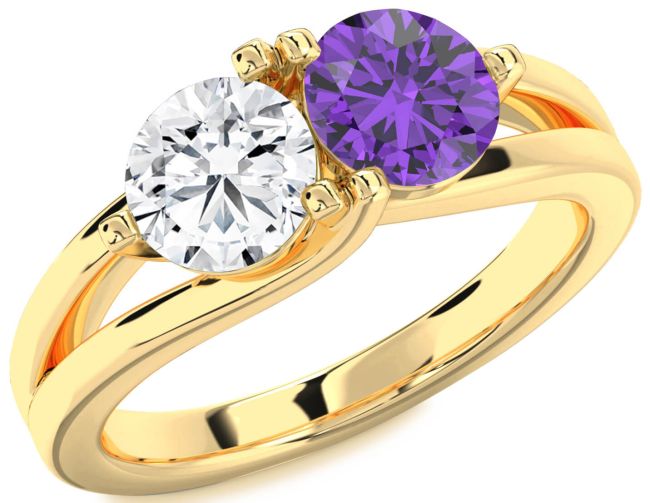 Gold Round Two Stone Promise Ring