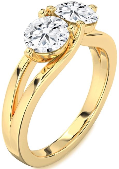 Lab Diamond Gold Round Two Stone Ring