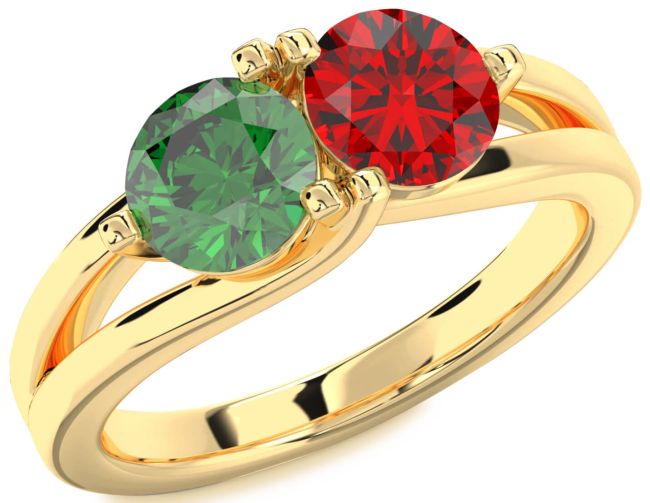 Gold Silver Round Two Stone Promise Ring