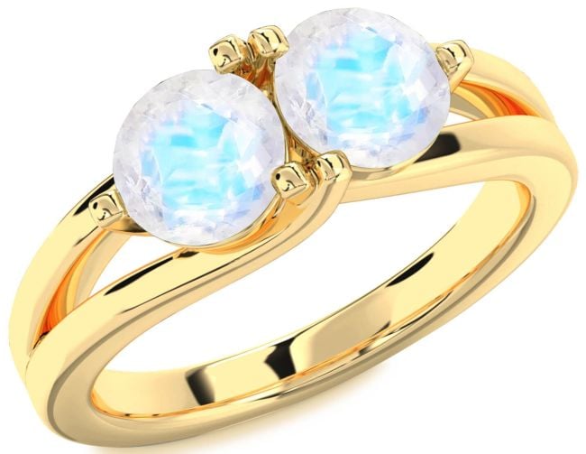 Moonstone Gold Round Two Stone Ring