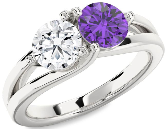 Silver Round Two Stone Promise Ring