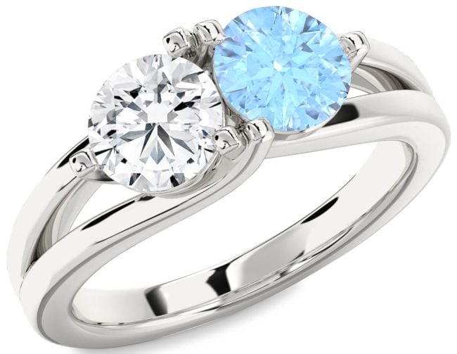 Silver Round Two Stone Promise Ring