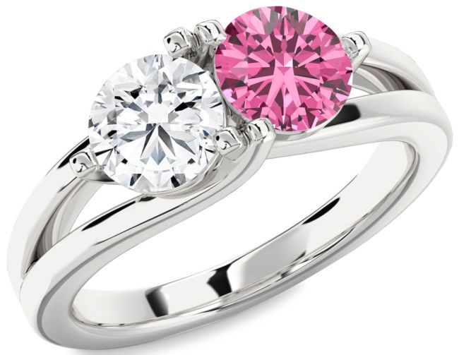 Silver Round Two Stone Promise Ring