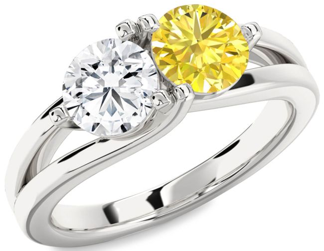 Silver Round Two Stone Promise Ring