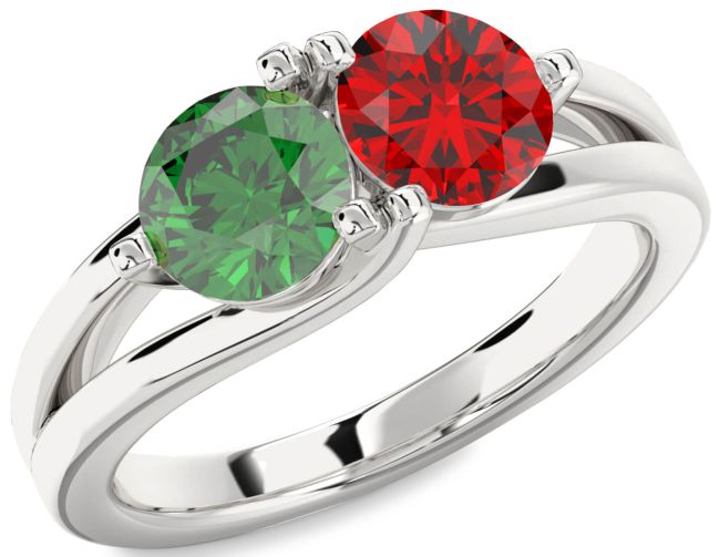 Silver Round Two Stone Promise Ring