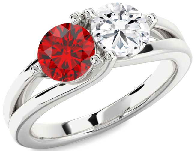 Silver Round Two Stone Promise Ring